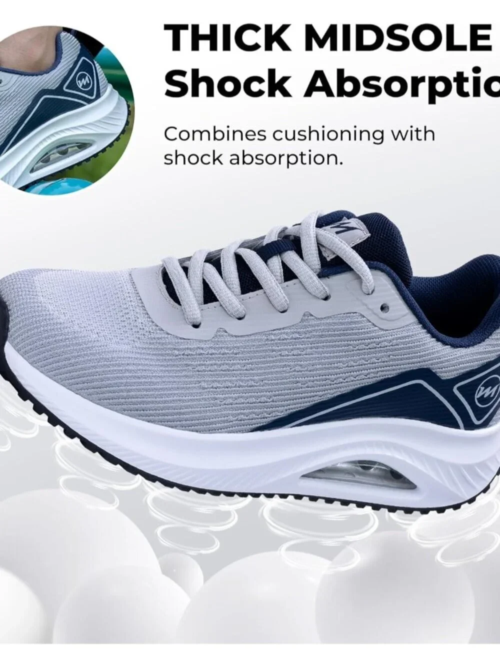 Women's Grey Blue Arch Support Walking Shoes Plantar Fascistic Sneakers